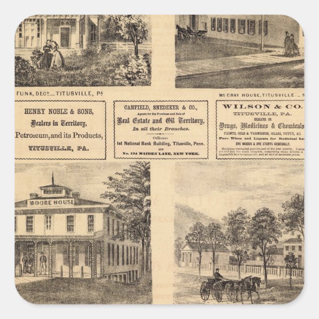 Adesivo Quadrado Residências, hotéis, Titusville, Franklin (Frente)