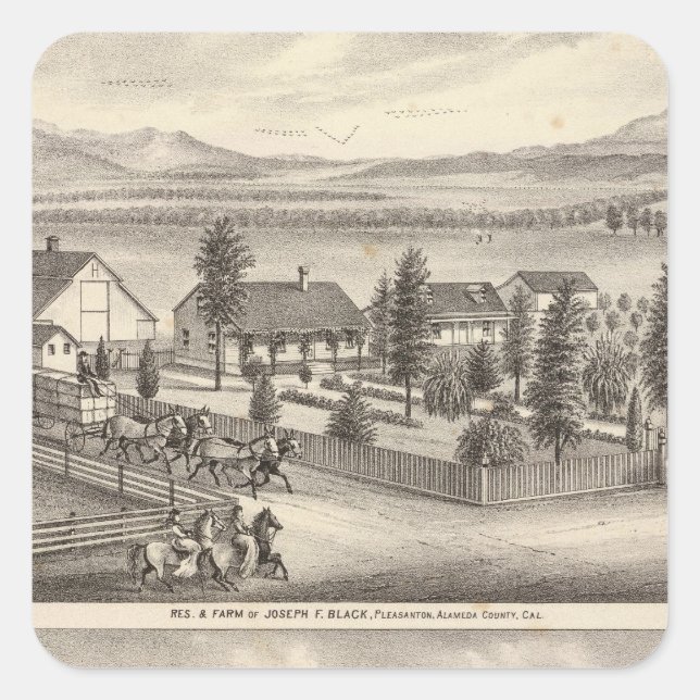Adesivo Quadrado Residências negras, neais, propriedades (Frente)