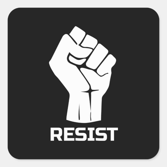 Adesivo Quadrado Resistir com punho - em branco (Frente)