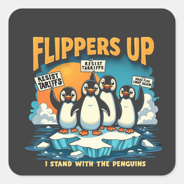 Adesivo Quadrado Resistir Eu Fico Com Pinguins (Frente)