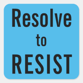 Adesivo Quadrado Resolver para RESIST, letras pretas em azul brilha