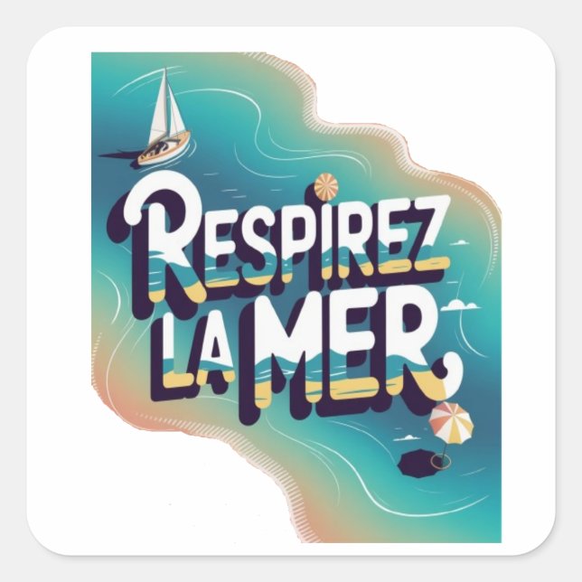 Adesivo Quadrado Respirey la mer (Frente)