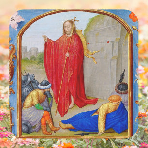 Adesivo Quadrado Ressurreição cristã medieval da Páscoa de Jesus