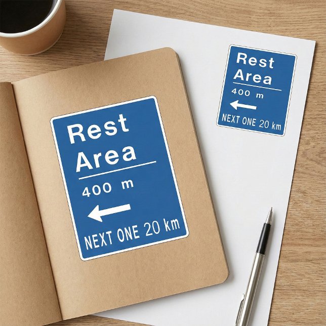 Adesivo Quadrado Rest Area 400m Sinal de Estrada Esquerda (Criador carregado)