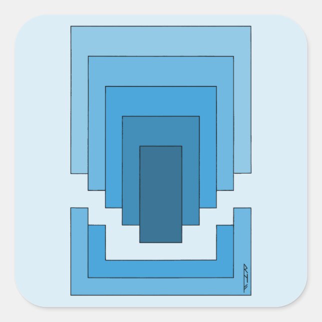 Adesivo Quadrado Retângulo Abstrato em Azul (Frente)