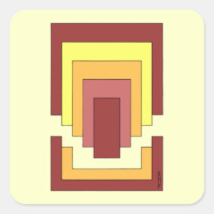 Adesivo Quadrado Retângulo Abstrato Multicolorido (Estilo dos Anos 