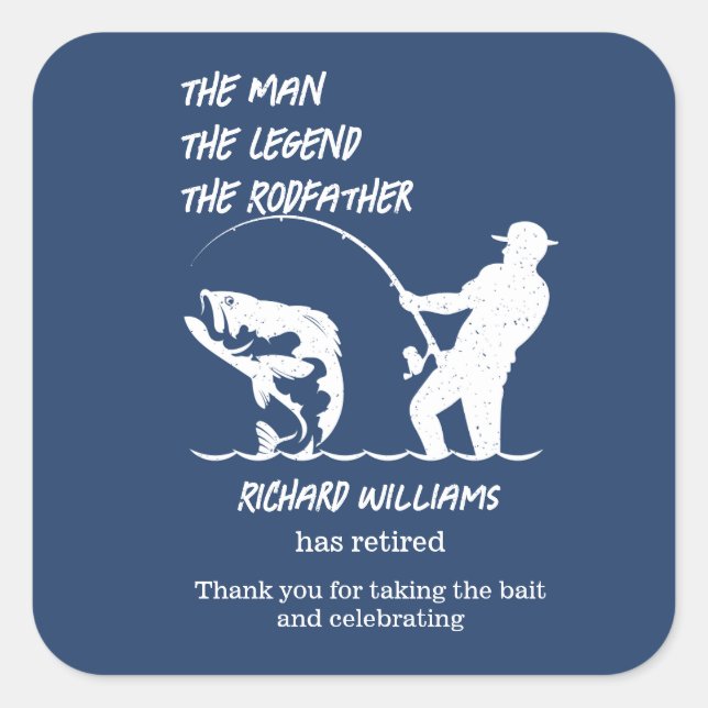 Adesivo Quadrado Retirada Pescar o Roddad Peixe Grande (Frente)