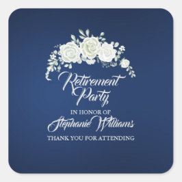Adesivo Quadrado Retirement Female Party Vintage White Rose Border 