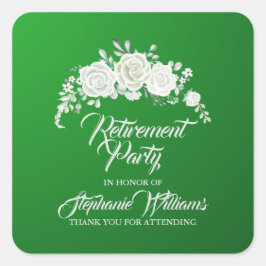 Adesivo Quadrado Retirement Female Party Vintage White Rose Border 