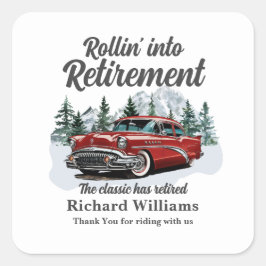 Adesivo Quadrado Retirement Travel Theme Classic Retro Car Rolling