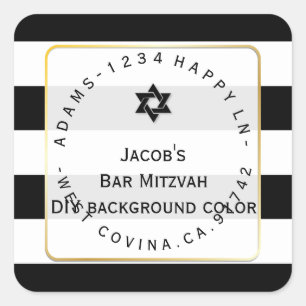 Adesivo Quadrado Retorno PixDezines preto+listras brancas mitzvah a