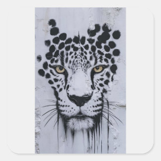 Adesivo Quadrado Retrato Artístico de Leopardo Roupas de Criança e 