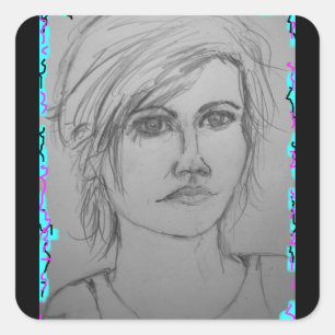 Adesivo Quadrado retrato bonito da menina