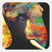 Retrato Colorido de Cabeça de Elefante Negrito