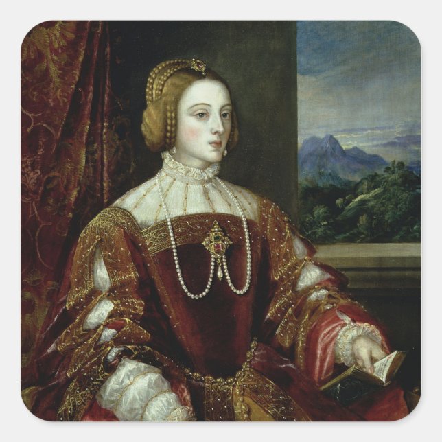 Adesivo Quadrado Retrato da Imperatriz Isabella de Portugal (Frente)