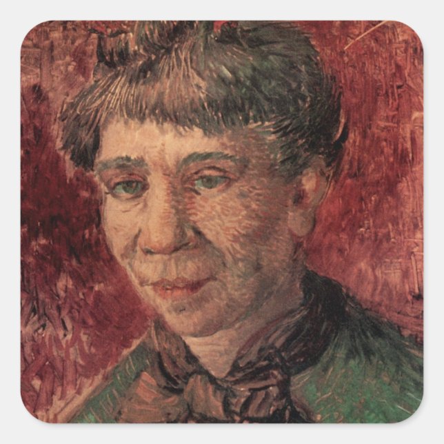 Adesivo Quadrado Retrato da Mulher Madame Tanguy, Vincent van Gogh (Frente)