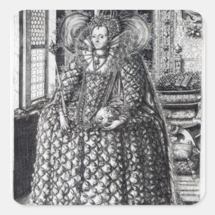 Adesivo Quadrado Retrato da rainha Elizabeth mim