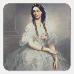Adesivo Quadrado Retrato da Sra. C.W.Stoughton (d.1907), Três-quar