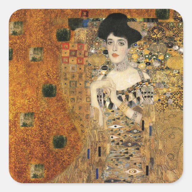 Adesivo Quadrado Retrato de Adele Bloch-Bauer do Klimt (Frente)