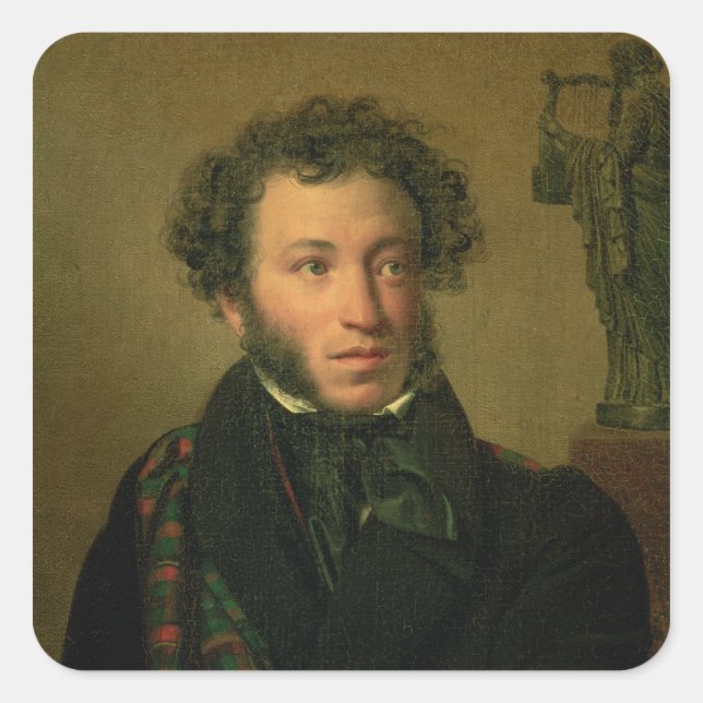 Adesivo Quadrado Retrato de Alexander Pushkin, 1827 (Frente)