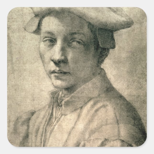 Adesivo Quadrado Retrato de Andrea Quaratesi, c.1532 (Frente)
