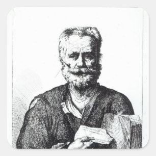 Adesivo Quadrado Retrato de auto, 1729