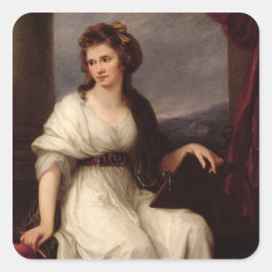 Adesivo Quadrado Retrato de auto, 1787 (óleo em canvas)