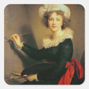 Adesivo Quadrado Retrato de auto, 1790 (óleo em canvas)
