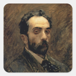 Adesivo Quadrado Retrato de auto, 1890s