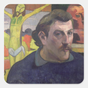 Adesivo Quadrado Retrato de auto com o cristo amarelo, 1890