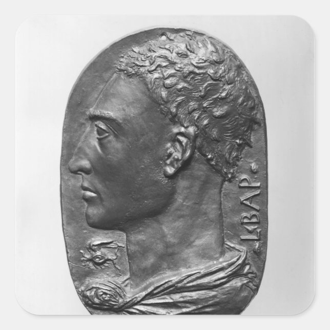 Adesivo Quadrado Retrato de auto do medalhão (Frente)