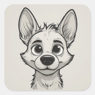 Adesivo Quadrado Retrato de cachorrinho de desenho animado fofo com
