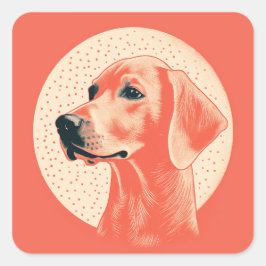 Adesivo Quadrado Retrato de Cachorro Vintage Na moda