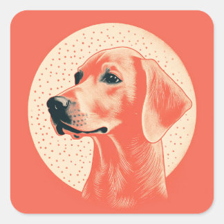 Adesivo Quadrado Retrato de Cachorro Vintage Na moda