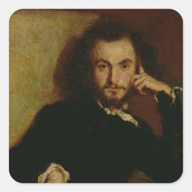 Adesivo Quadrado Retrato de Charles Baudelaire 1844 (Frente)