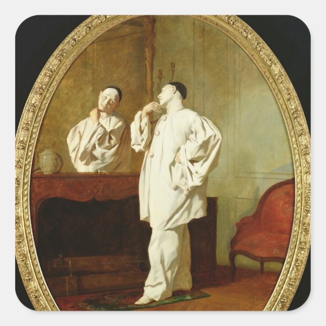 Adesivo Quadrado Retrato de Charles Deburau (Frente)