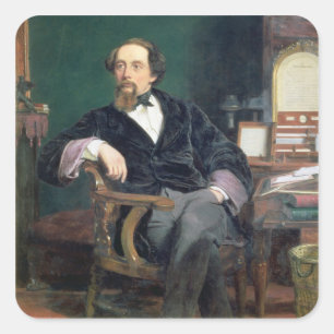 Adesivo Quadrado Retrato de Charles Dickens (óleo em canvas)