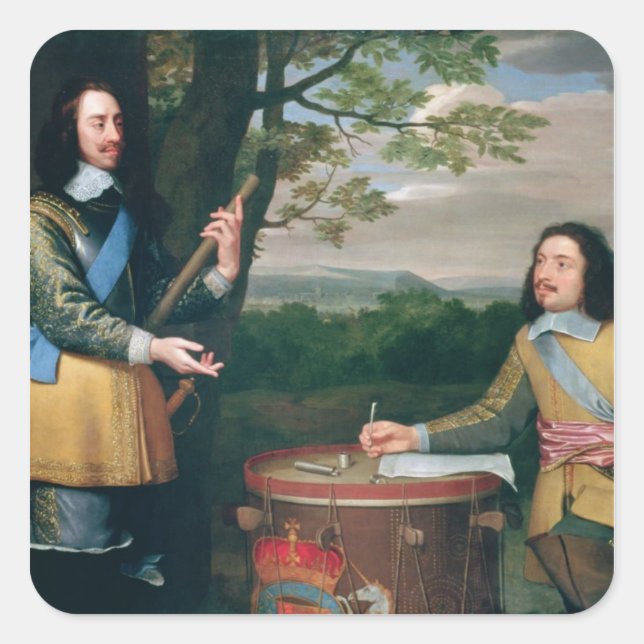 Adesivo Quadrado Retrato de Charles I e Sir Edward Walker (Frente)