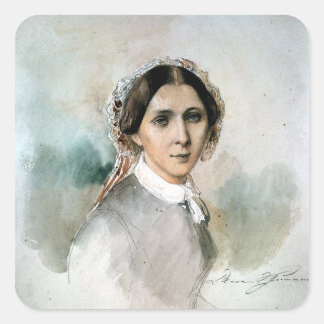 Adesivo Quadrado Retrato de Clara Schumann 1853 (Frente)