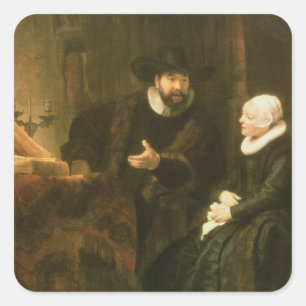 Adesivo Quadrado Retrato de Cornelius Anslo e sua esposa, 1641 (oi