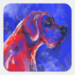 Adesivo Quadrado Retrato de dogue rot blau dogue moderno