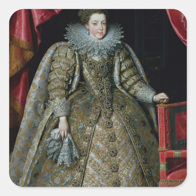 Adesivo Quadrado Retrato de Elisabeth de França 1615 (Frente)