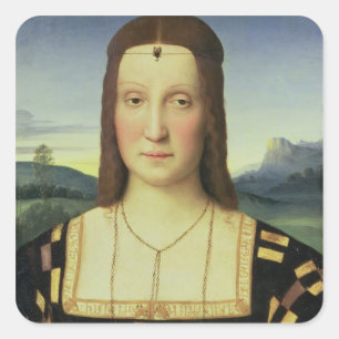 Adesivo Quadrado Retrato de Elizabeth Gonzaga, c.1504 (óleo na
