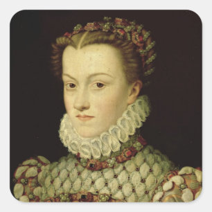 Adesivo Quadrado Retrato de Elizabeth of Austria (1554-92) Rainha o