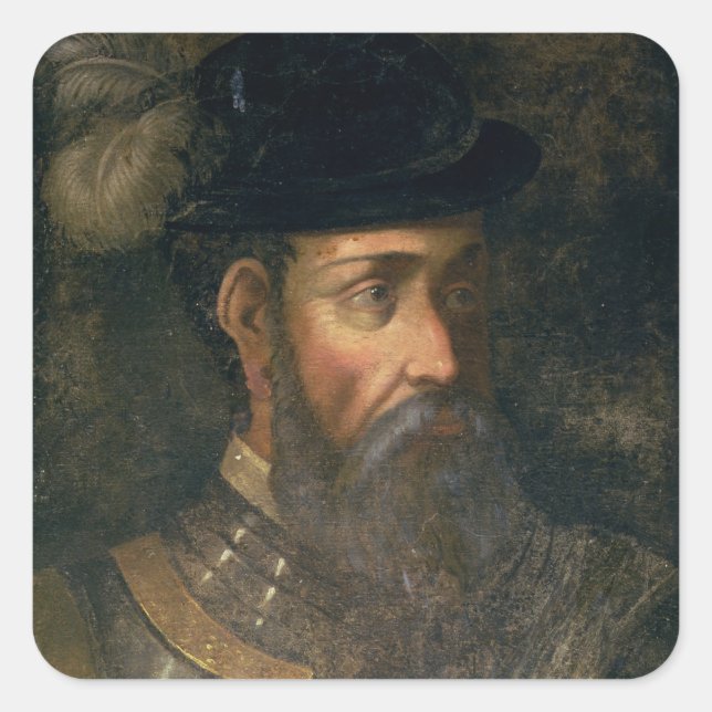 Adesivo Quadrado Retrato de Francisco Pizarro (c.1478-1541) Espanho (Frente)