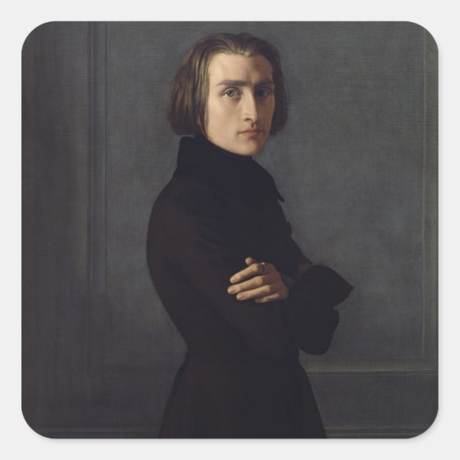 Adesivo Quadrado Retrato de Franz Liszt 1839 (Frente)