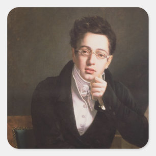 Adesivo Quadrado Retrato de Franz Schubert , compositor austríaco
