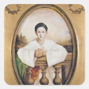 Adesivo Quadrado Retrato de Gaspard Deburau como Pierrot, c.1815