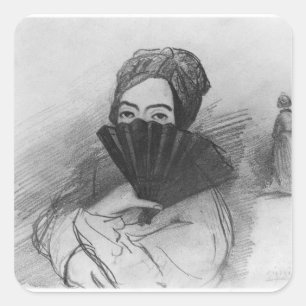 Adesivo Quadrado Retrato de George Sand atrás de seu fã
