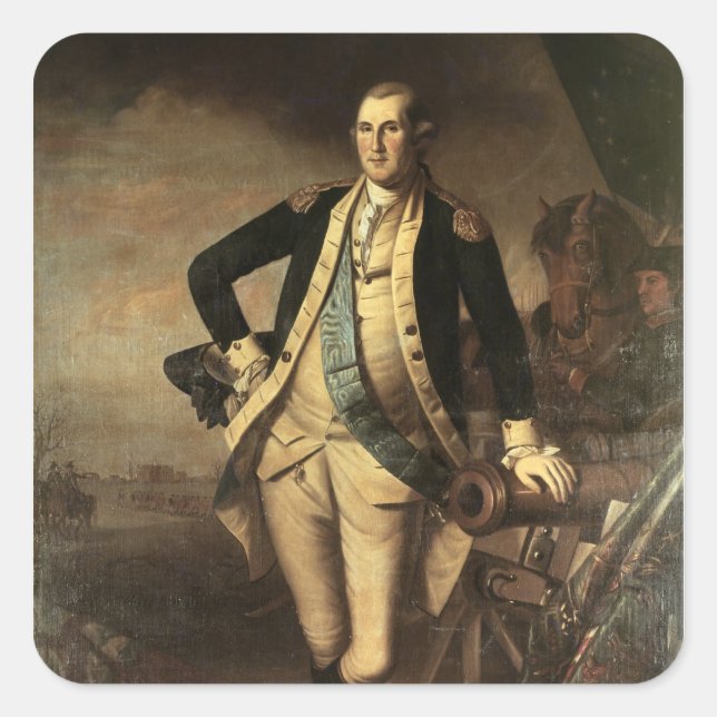 Adesivo Quadrado Retrato de George Washington, 1779 (Frente)